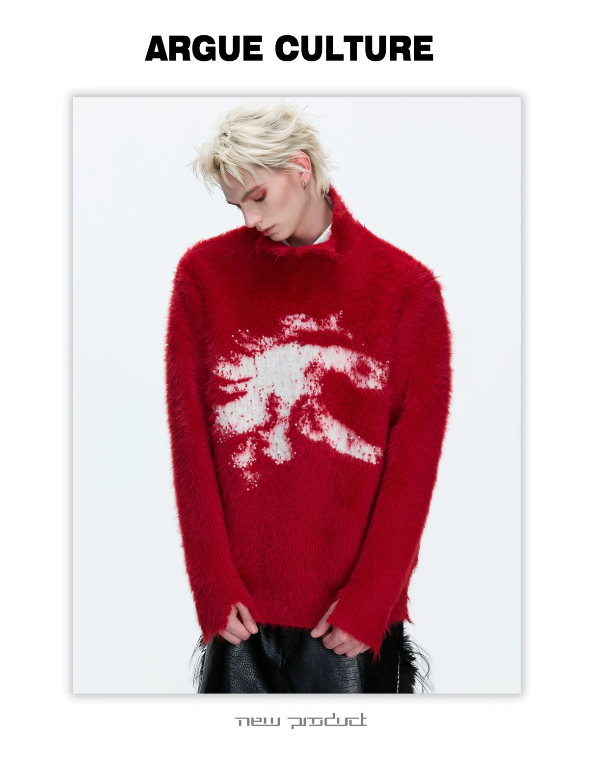 Deconstructed Wool-Blend Mock-Neck Knit Sweater - description image 2