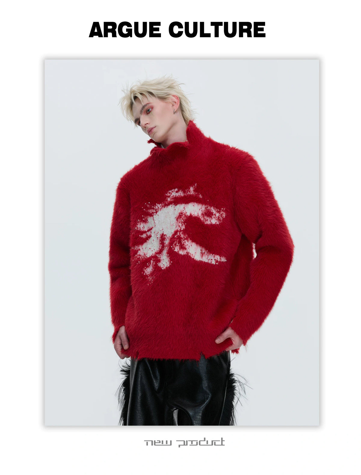 Deconstructed Wool-Blend Mock-Neck Knit Sweater - description image 3