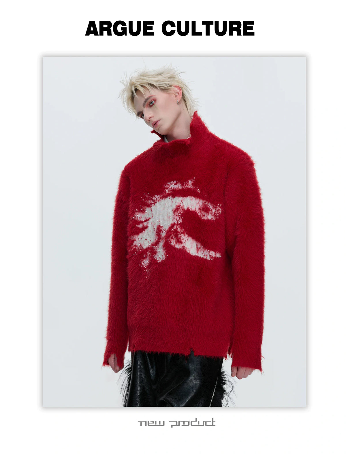 Deconstructed Wool-Blend Mock-Neck Knit Sweater - description image 4