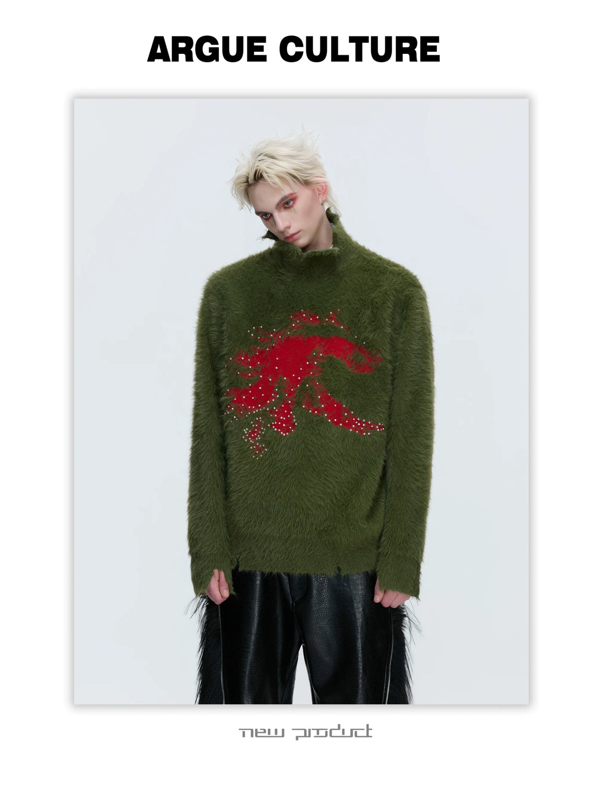 Deconstructed Wool-Blend Mock-Neck Knit Sweater - description image 5
