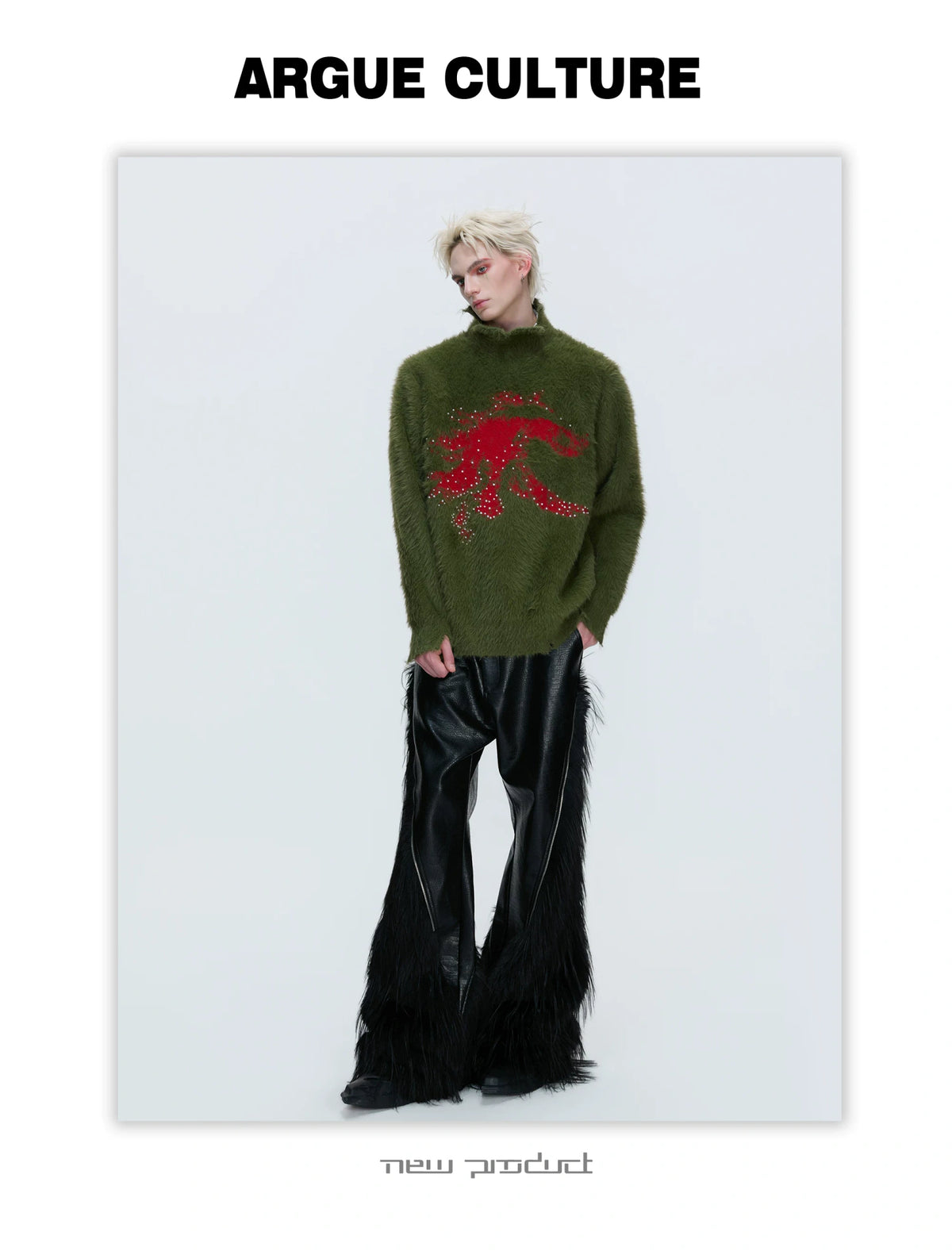 Deconstructed Wool-Blend Mock-Neck Knit Sweater - description image 6
