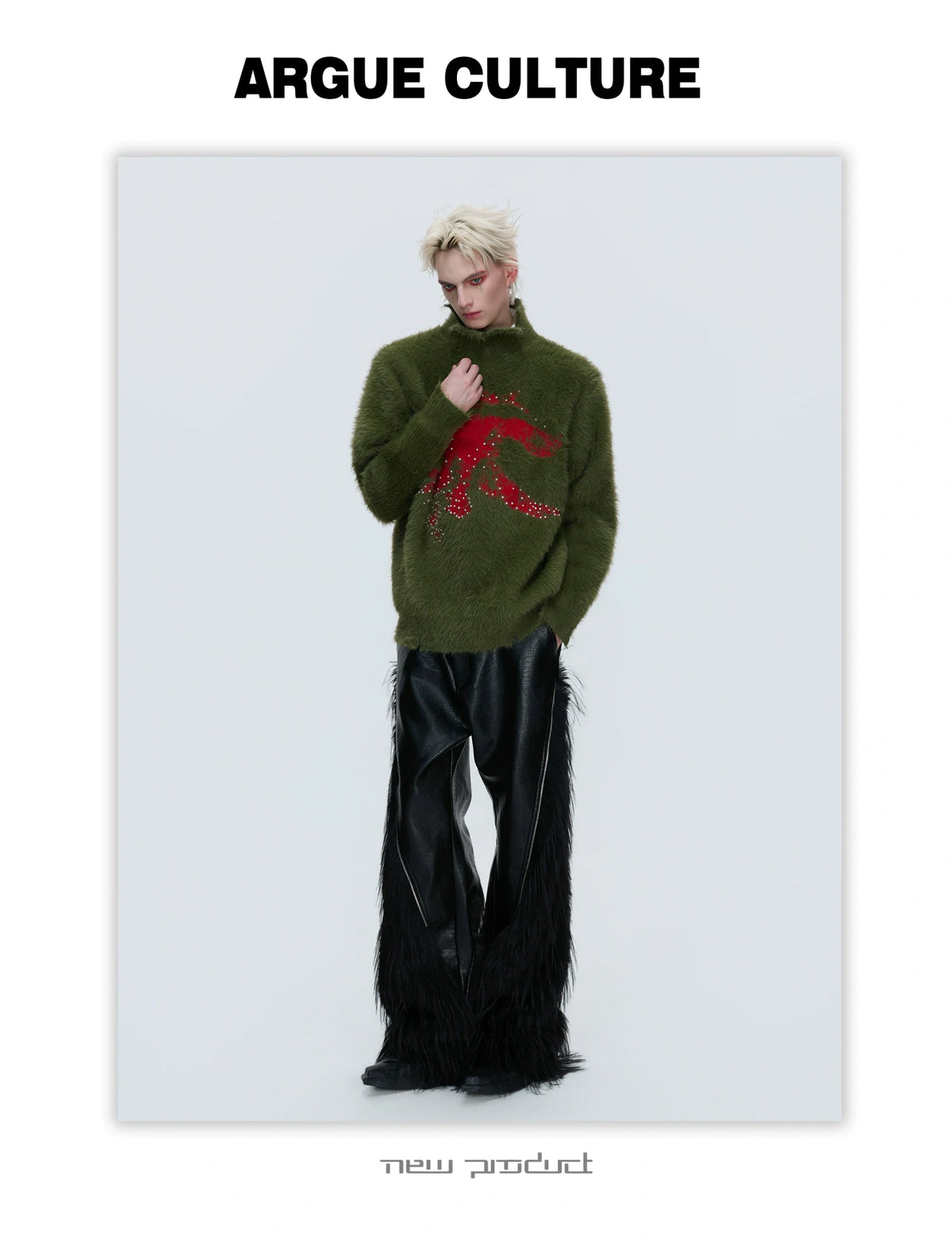 Deconstructed Wool-Blend Mock-Neck Knit Sweater - description image 7