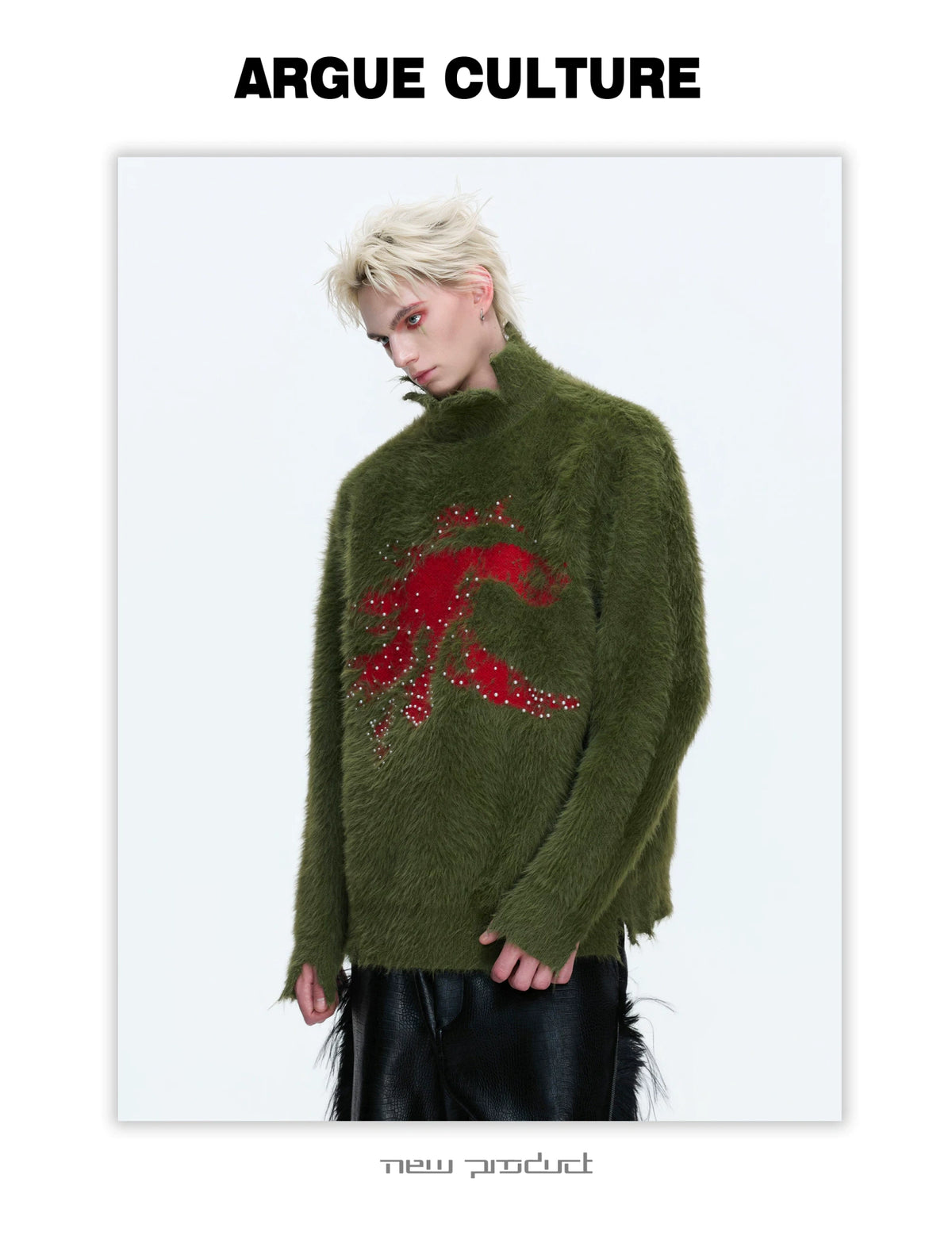 Deconstructed Wool-Blend Mock-Neck Knit Sweater - description image 11