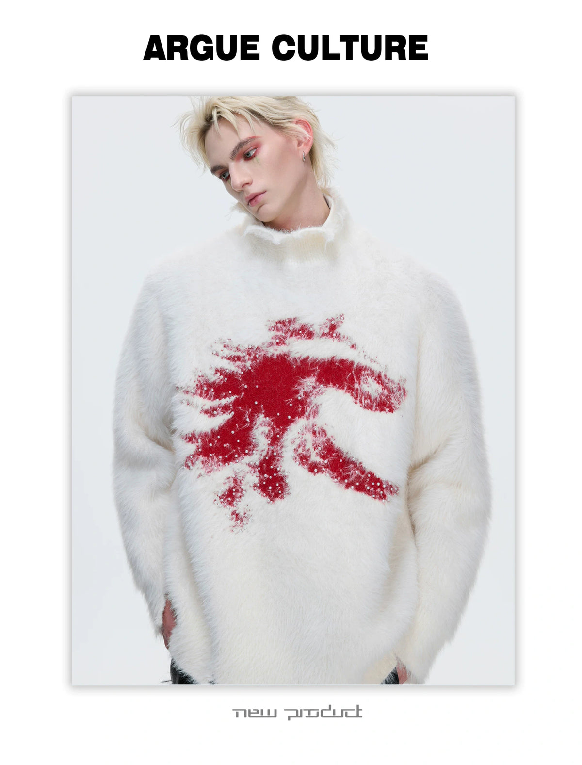Deconstructed Wool-Blend Mock-Neck Knit Sweater - description image 15