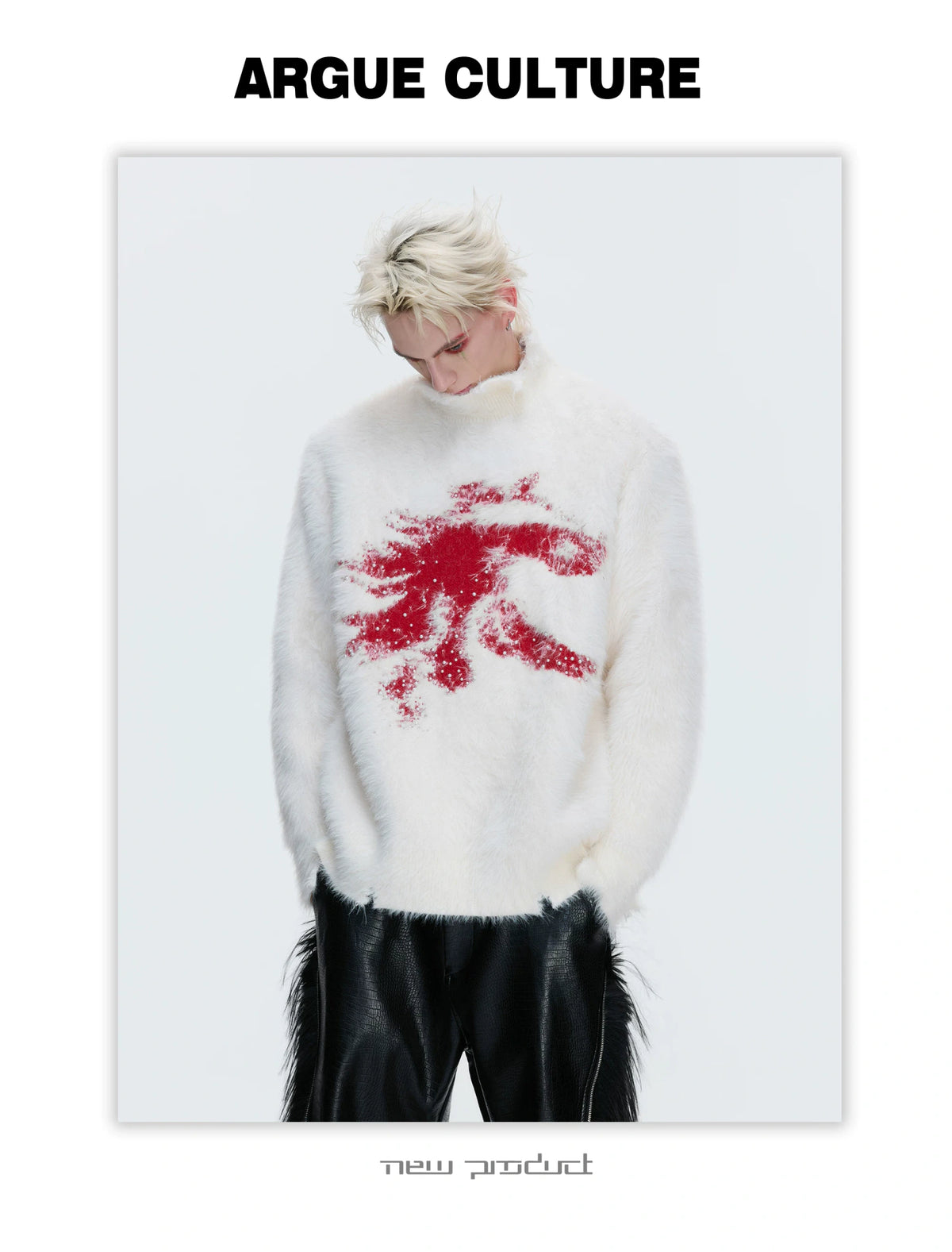 Deconstructed Wool-Blend Mock-Neck Knit Sweater - description image 16