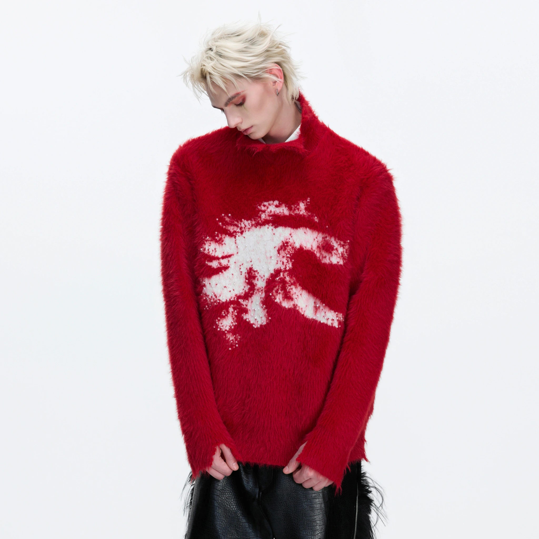 Deconstructed Wool-Blend Mock-Neck Knit Sweater - main image 2