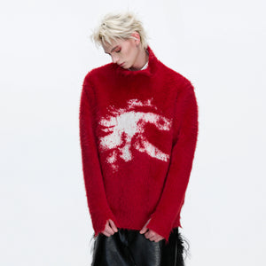 Deconstructed Wool-Blend Mock-Neck Knit Sweater - main image 2