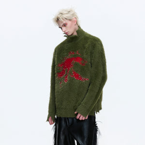 Deconstructed Wool-Blend Mock-Neck Knit Sweater - main image 4