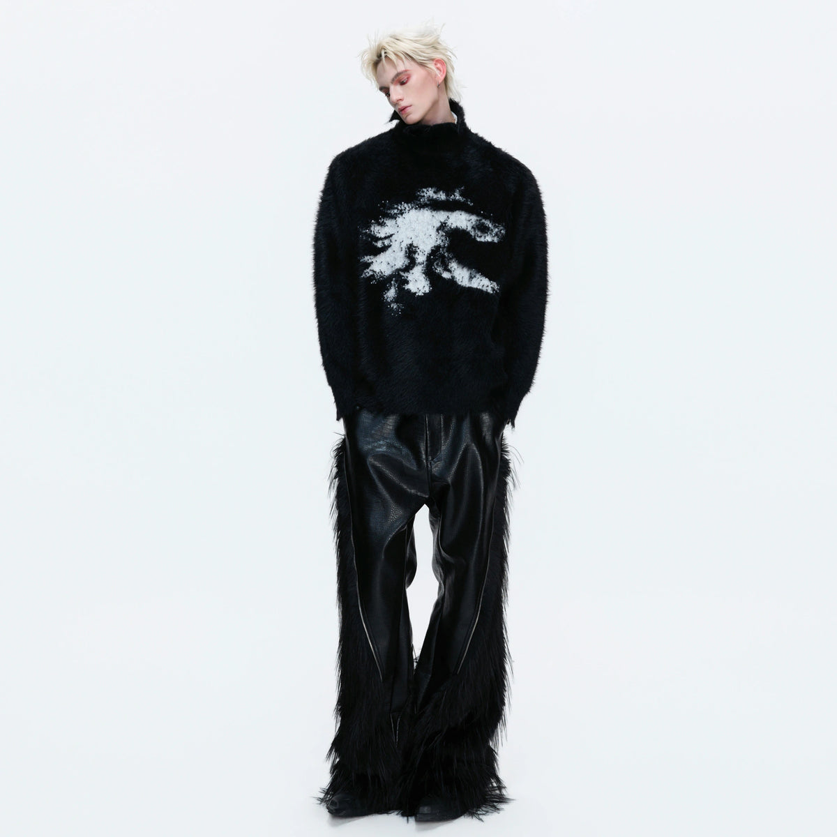 Deconstructed Wool-Blend Mock-Neck Knit Sweater - main image 5