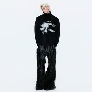 Deconstructed Wool-Blend Mock-Neck Knit Sweater - main image 5