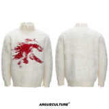 Deconstructed Wool-Blend Mock-Neck Knit Sweater - White Top
