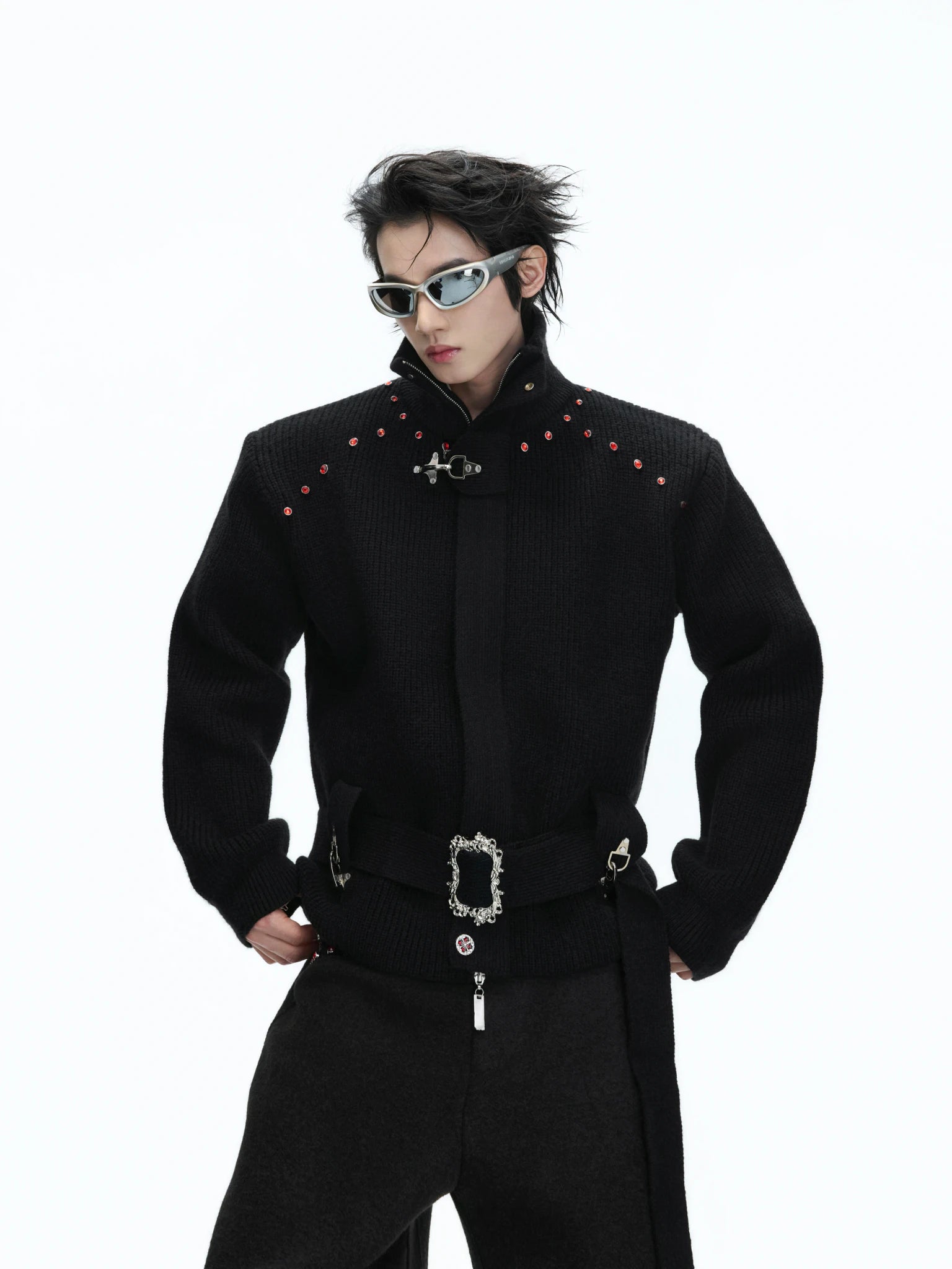 Cropped Zip Cardigan Jacket with Mock Neck | Unisex - main image 1