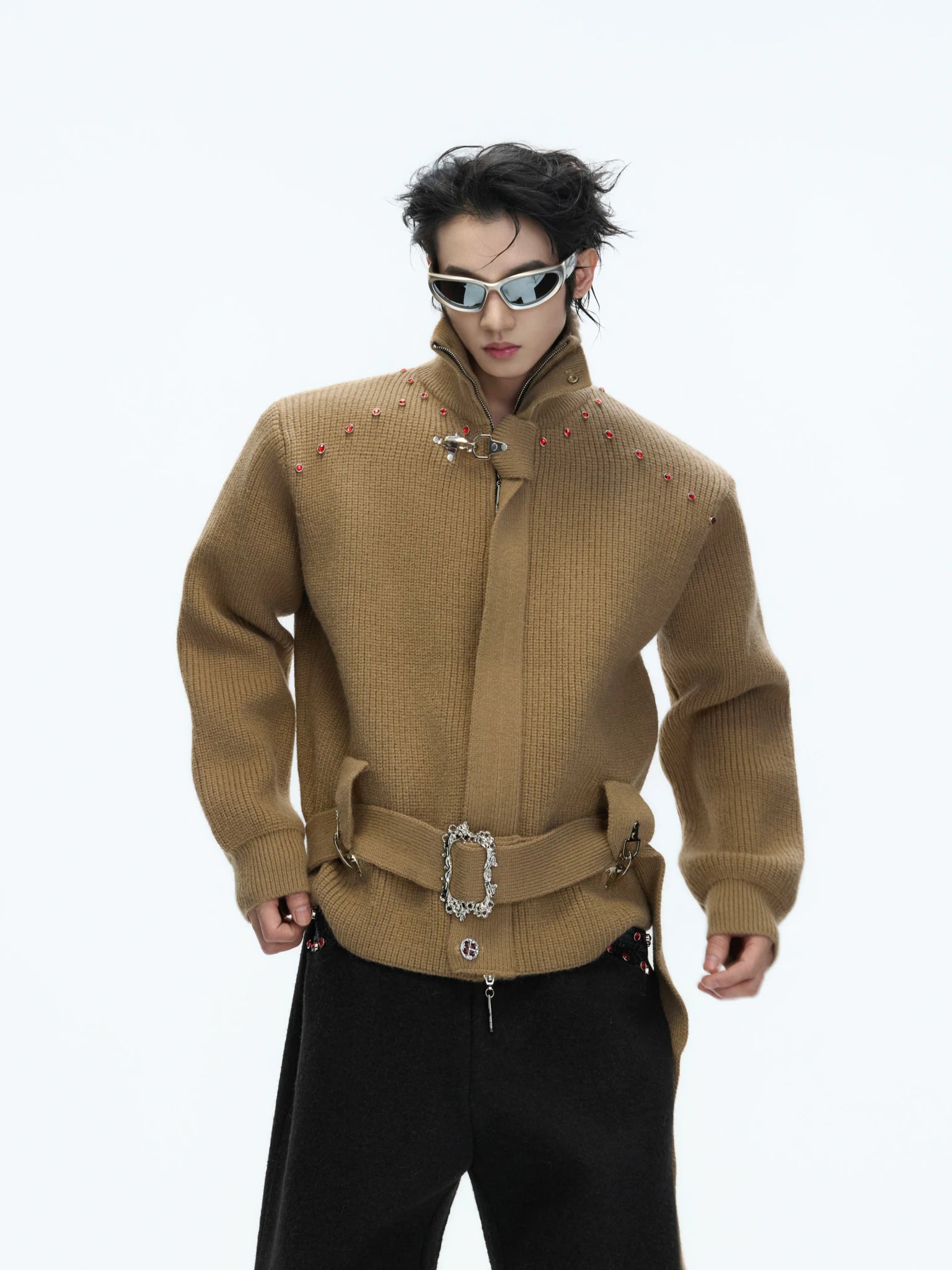 Cropped Zip Cardigan Jacket with Mock Neck | Unisex - main image 2