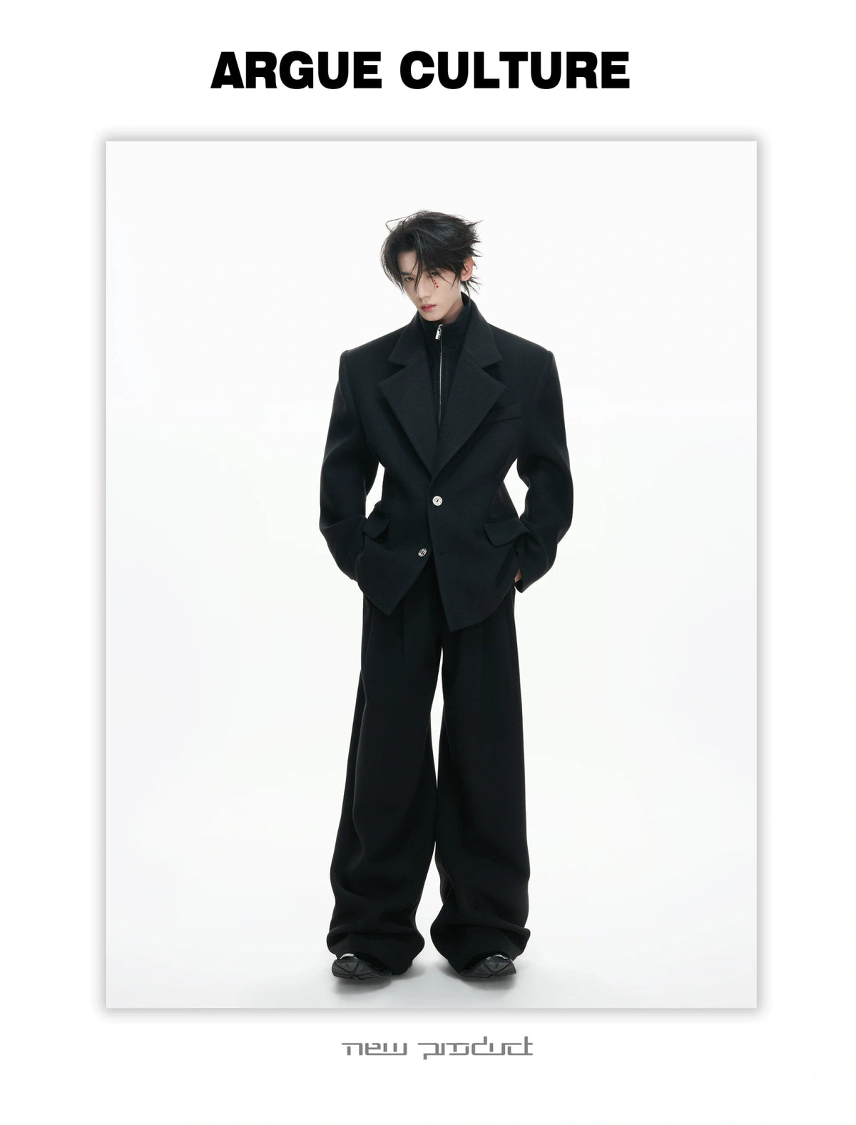 Deconstructed Cotton-Wool Suit Jacket | Black or Red - description image 4