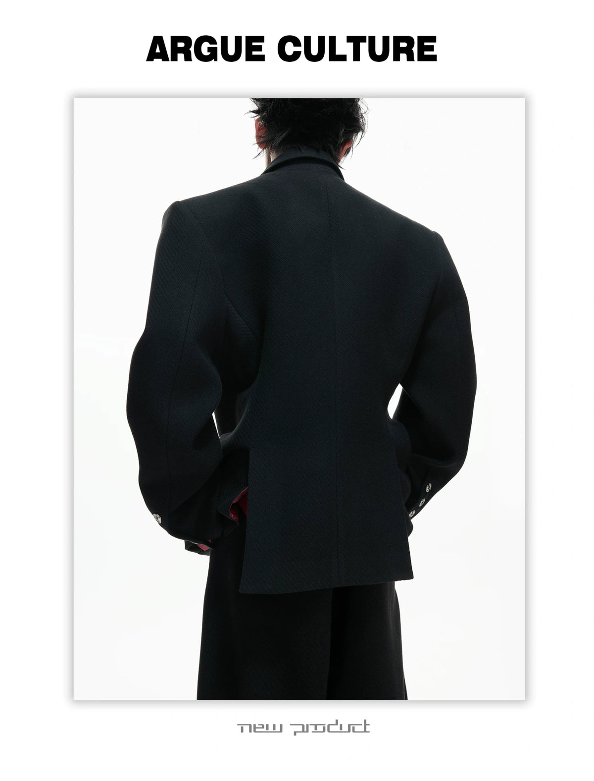 Deconstructed Cotton-Wool Suit Jacket | Black or Red - description image 12