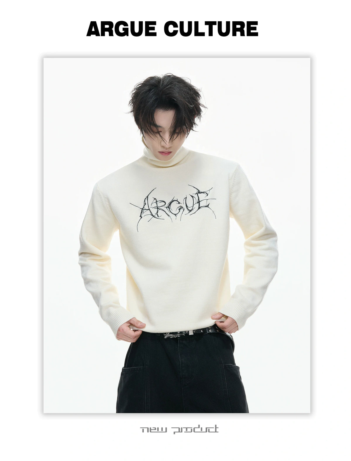 Modal Wool-Blend Mock-Neck Sweater with Embroidery - description image 2
