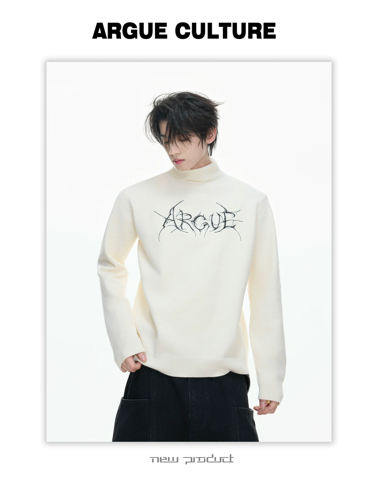 Modal Wool-Blend Mock-Neck Sweater with Embroidery - description image 3