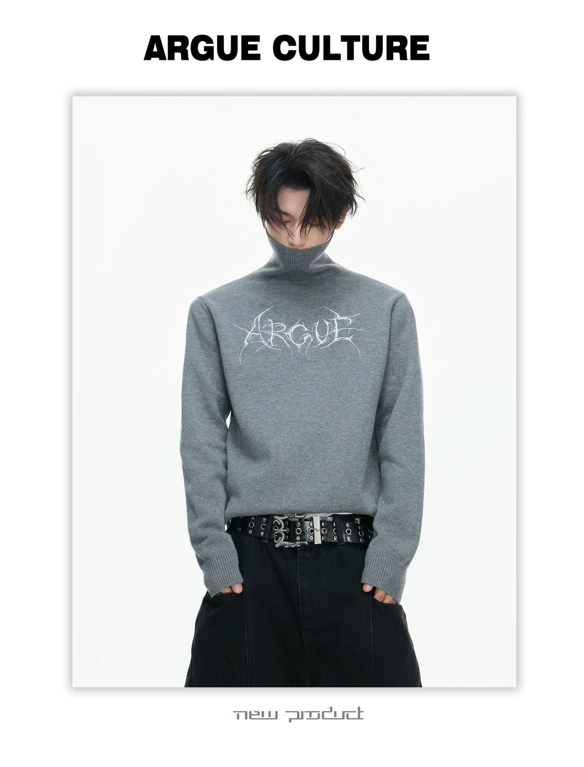 Modal Wool-Blend Mock-Neck Sweater with Embroidery - description image 5
