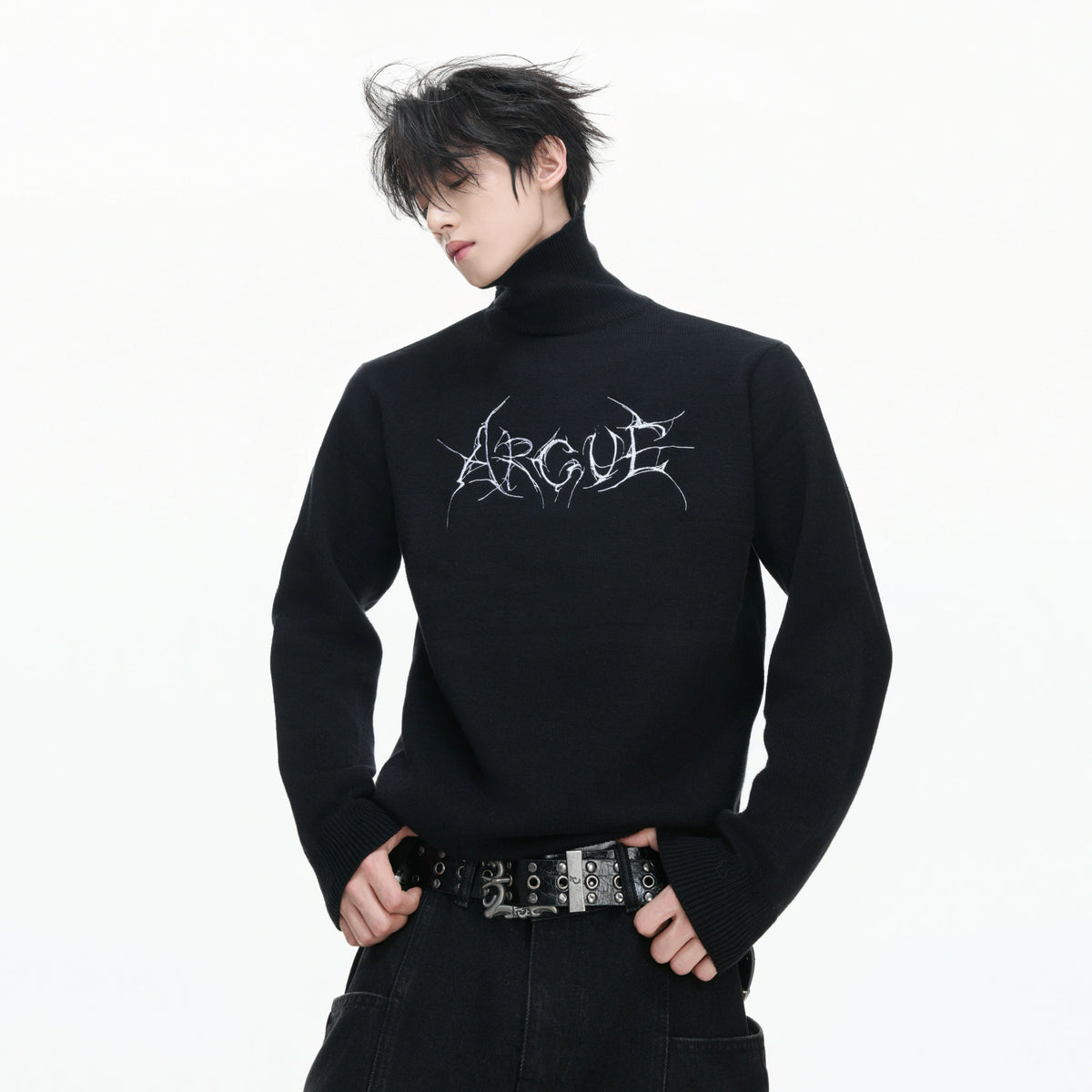 Modal Wool-Blend Mock-Neck Sweater with Embroidery - main image 2