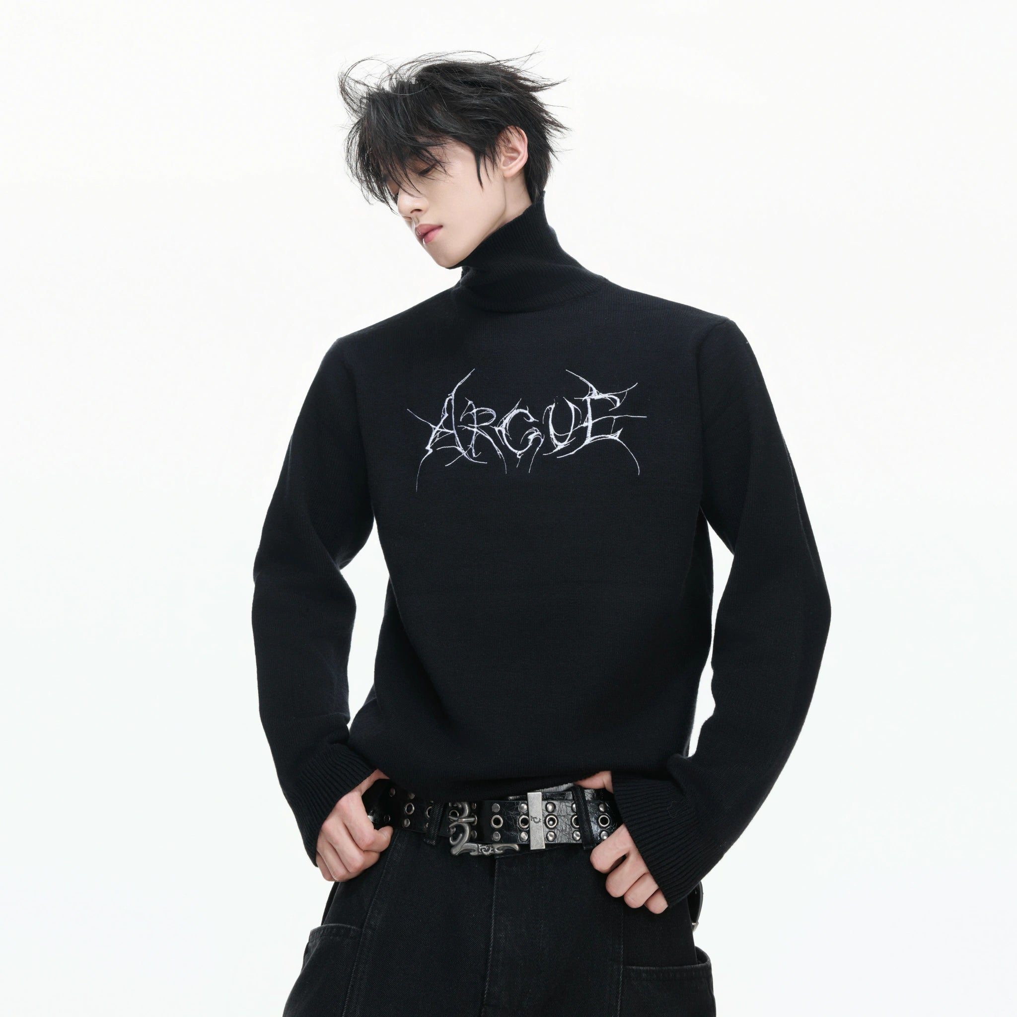 Modal Wool-Blend Mock-Neck Sweater with Embroidery - main image 2