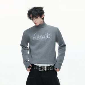 Modal Wool-Blend Mock-Neck Sweater with Embroidery - main image 3