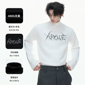 Modal Wool-Blend Mock-Neck Sweater with Embroidery - main image 4