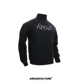 Modal Wool-Blend Mock-Neck Sweater with Embroidery - Black Top