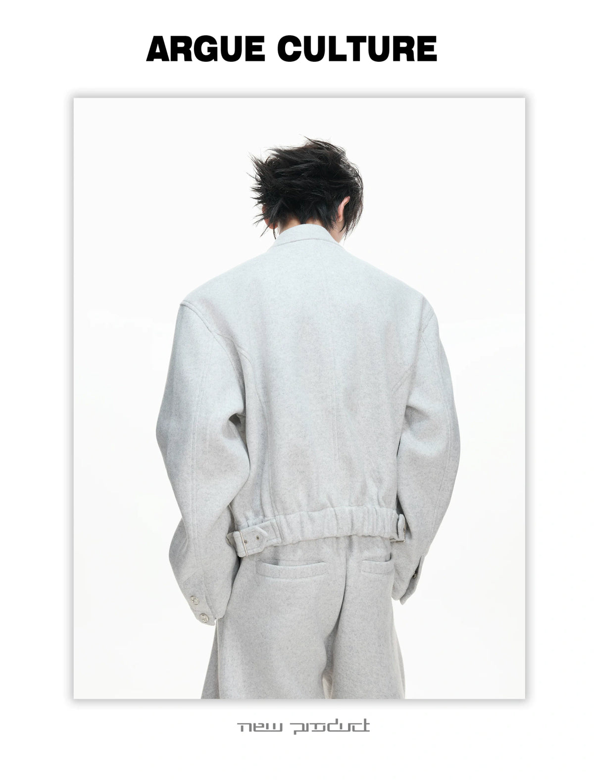 Relaxed Cotton-Wool Cropped Jacket with Metal Logo - description image 11