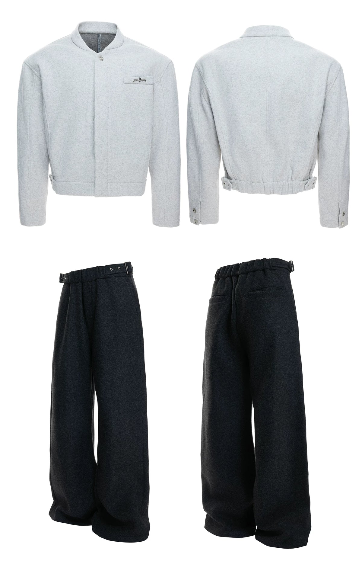 Relaxed Cotton-Wool Cropped Jacket with Metal Logo - description image 13