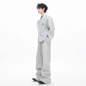 Relaxed Cotton-Wool Cropped Jacket with Metal Logo - main image 1