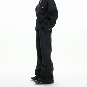 Relaxed Cotton-Wool Cropped Jacket with Metal Logo - main image 4