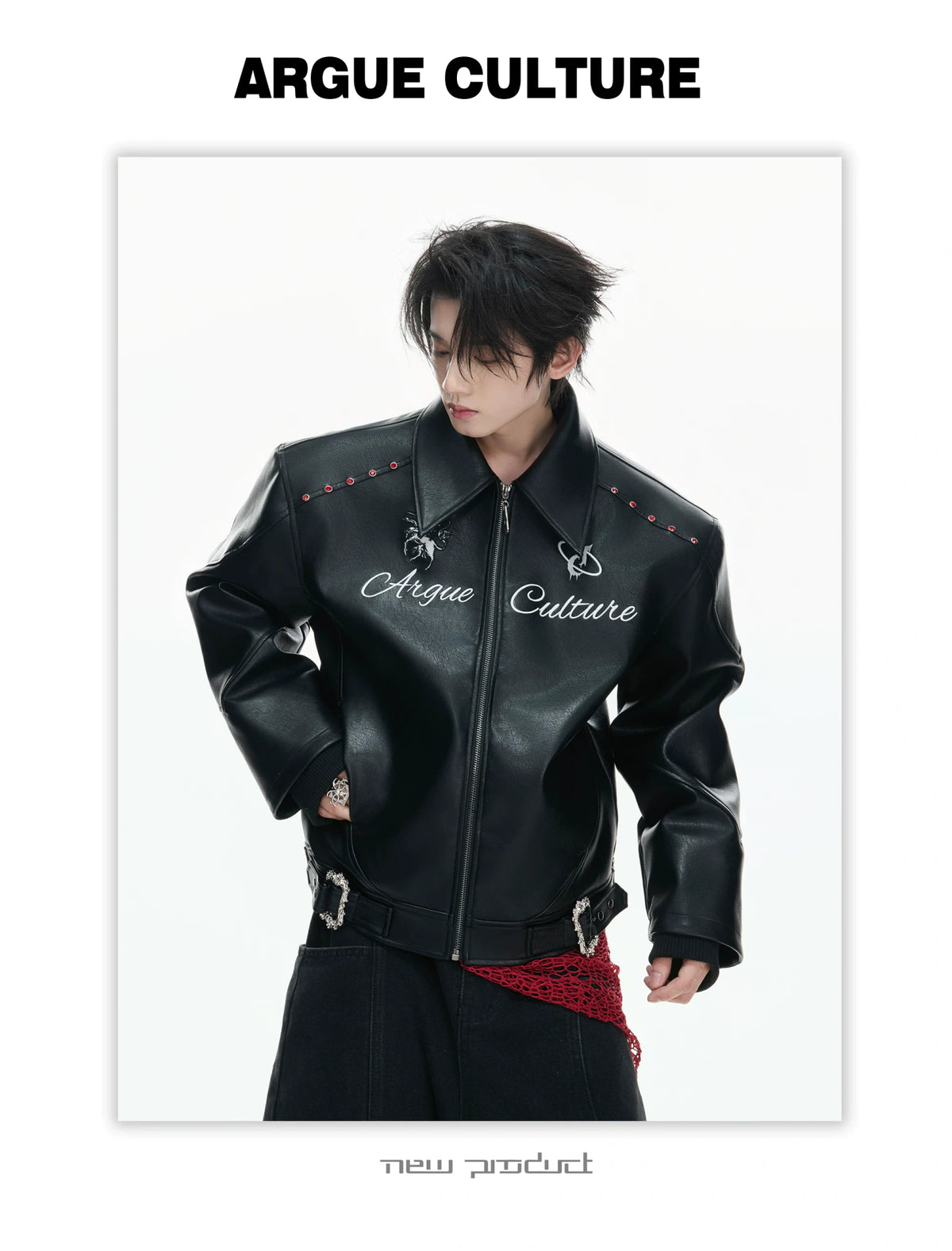 Faux Leather Moto Jacket | Relaxed Unisex Streetwear - description image 3