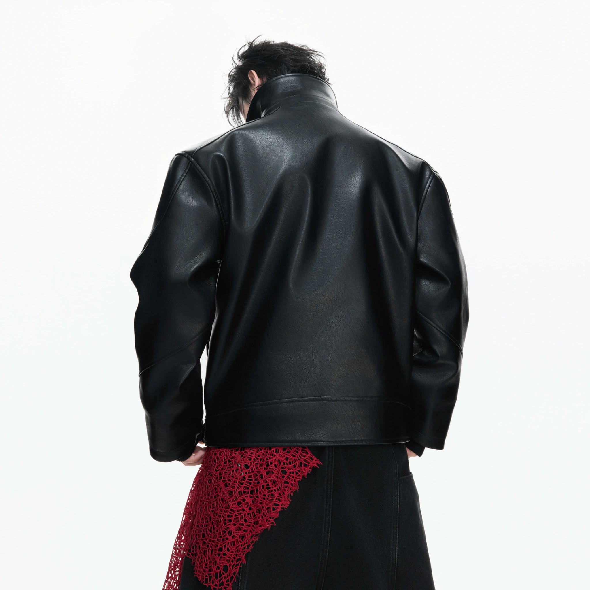 Faux Leather Moto Jacket | Relaxed Unisex Streetwear - main image 3