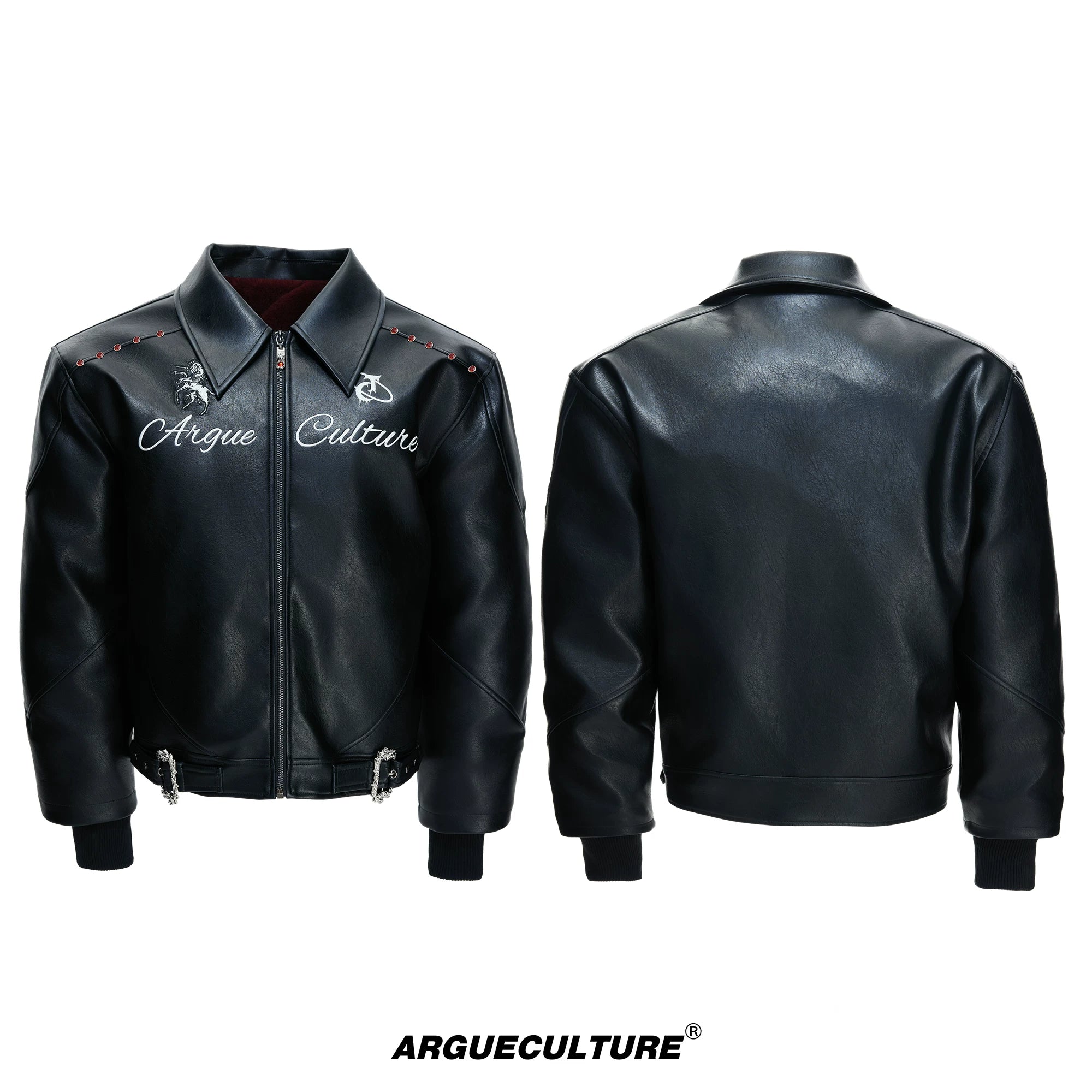 Faux Leather Moto Jacket | Relaxed Unisex Streetwear - Black Top