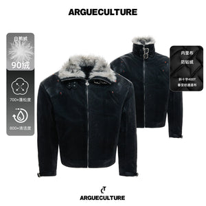 Snake-Embossed Faux Leather White Duck Down Jacket - main image 1