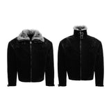 Snake-Embossed Faux Leather White Duck Down Jacket - Black