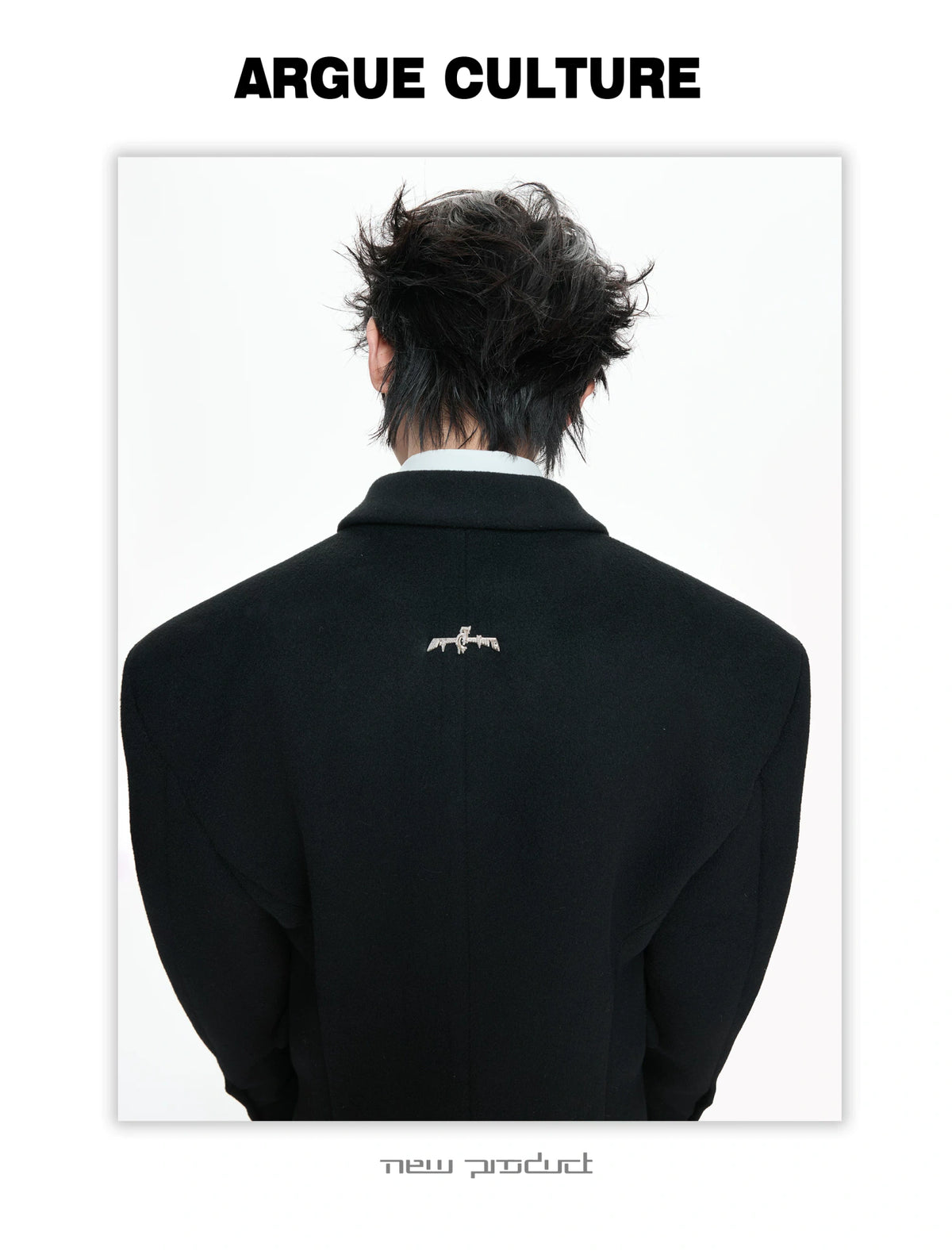 Metal-Accent Double-Breasted Wool Blend Longline Coat - description image 6