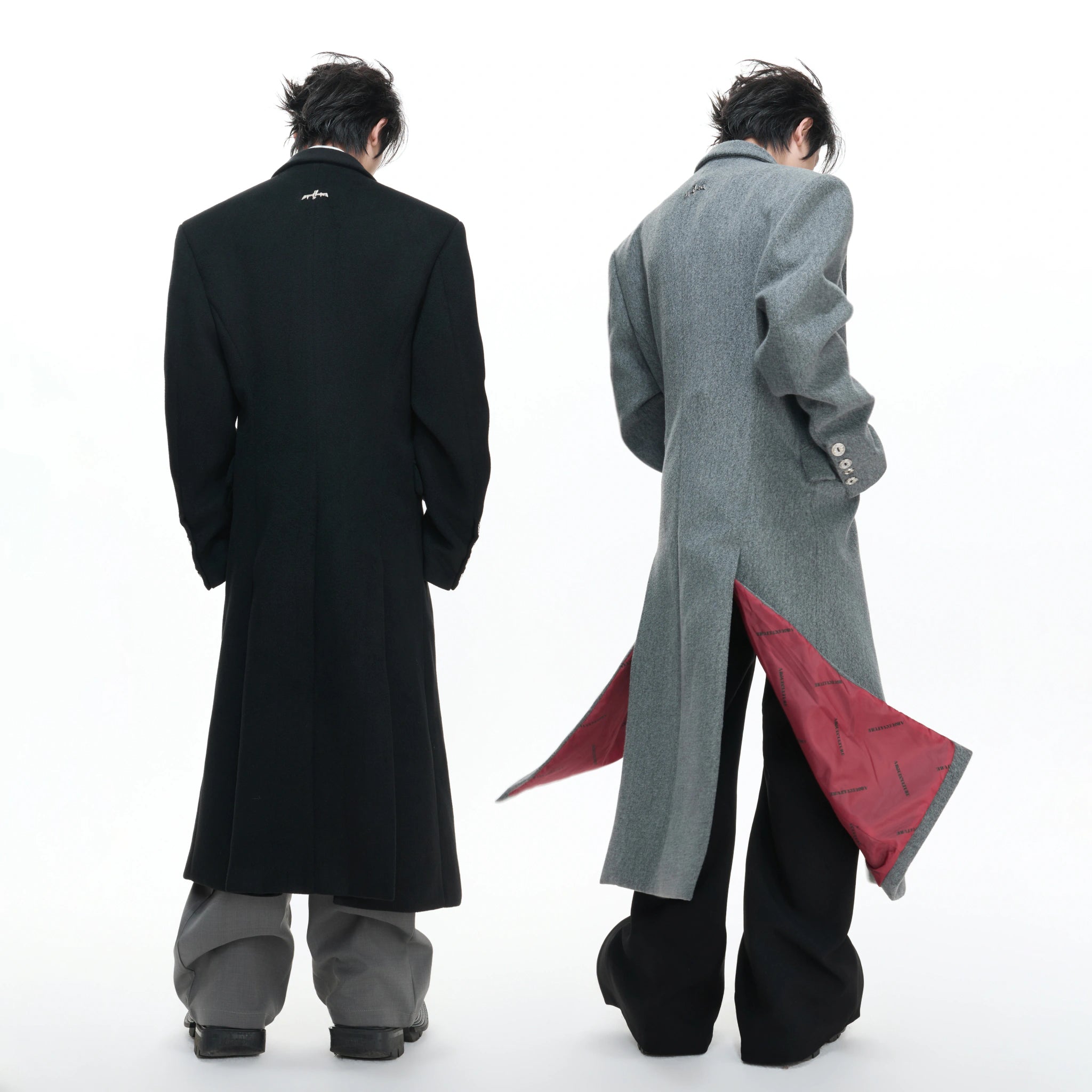 Metal-Accent Double-Breasted Wool Blend Longline Coat - main image 4