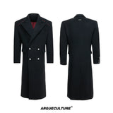 Metal-Accent Double-Breasted Wool Blend Longline Coat - Quilted Black Top