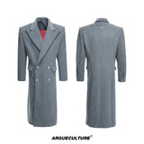 Metal-Accent Double-Breasted Wool Blend Longline Coat - Quilted Gray Top