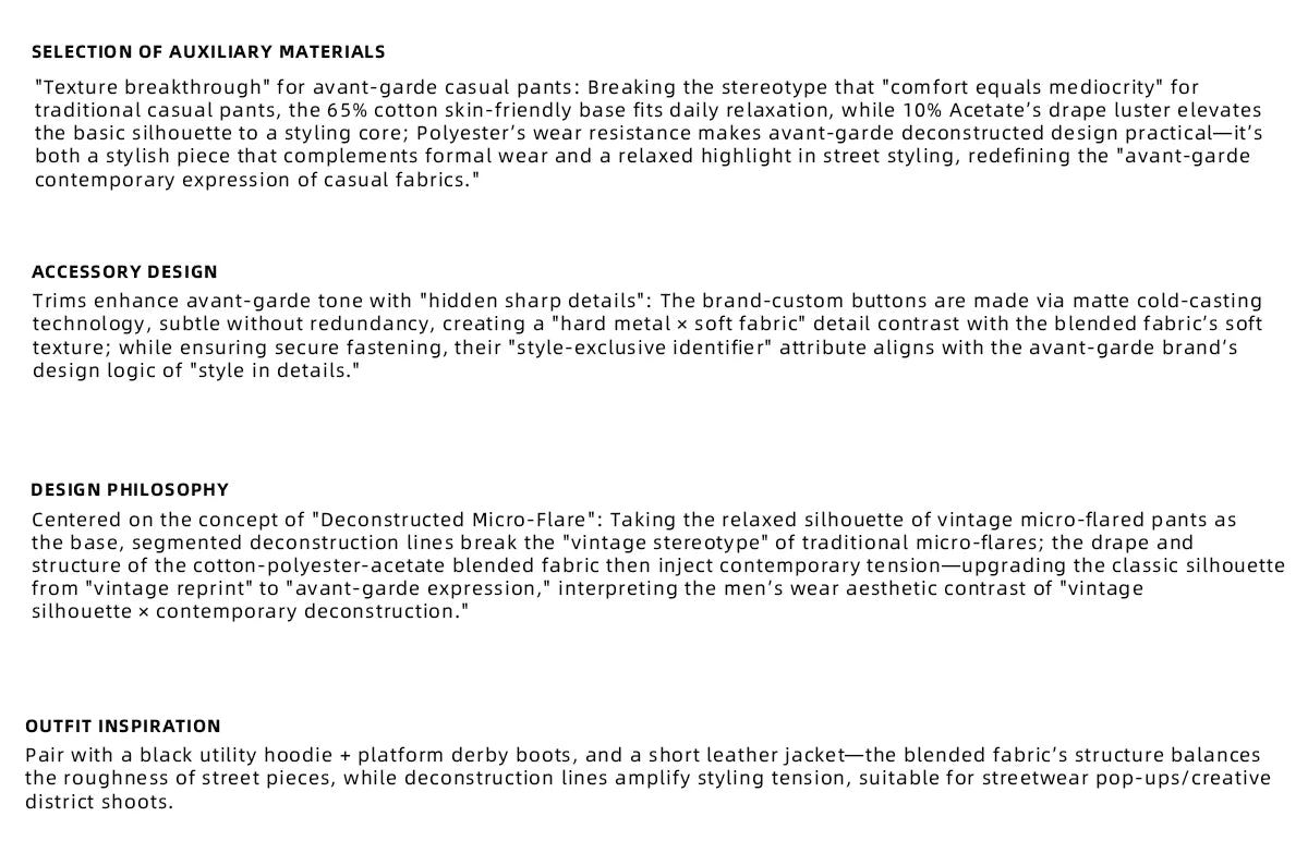 Deconstructed Bootcut Pants in Cotton Blend | Argue - description image 1