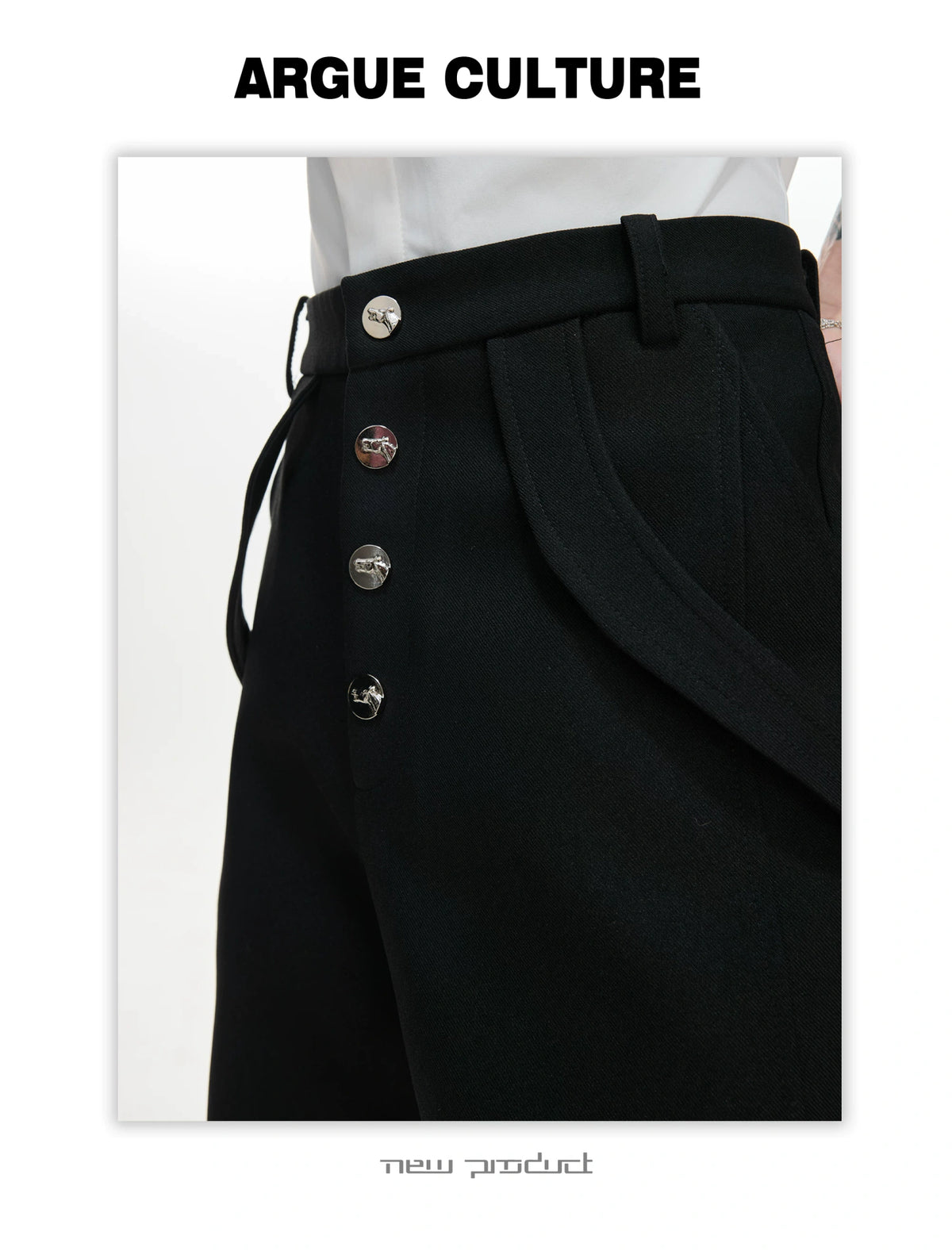 Deconstructed Bootcut Pants in Cotton Blend | Argue - description image 7