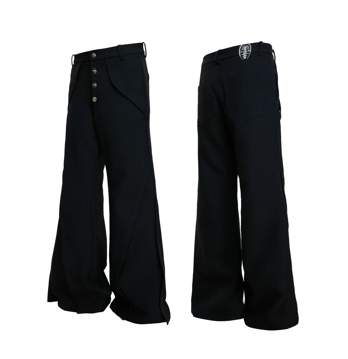Deconstructed Bootcut Pants in Cotton Blend | Argue - description image 14