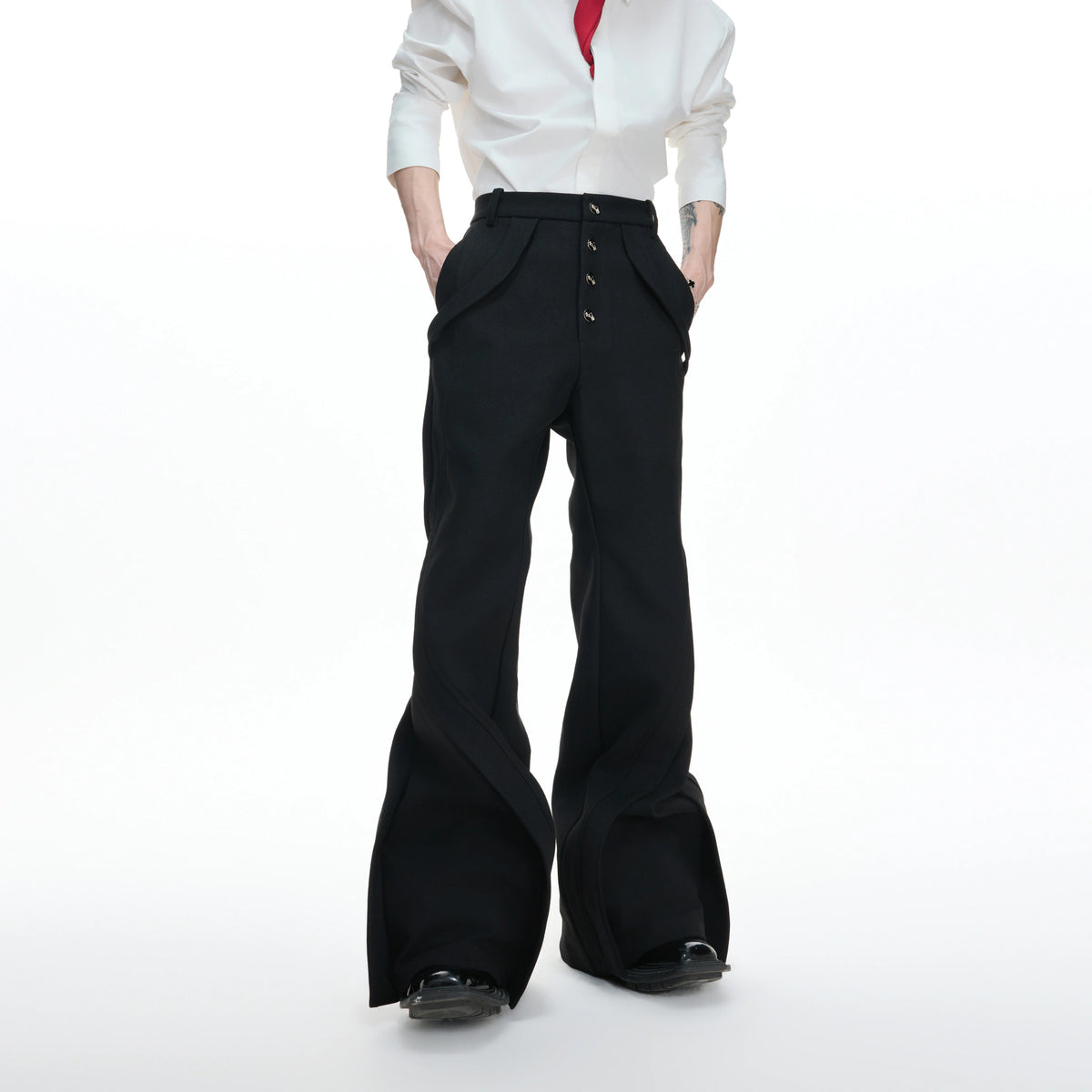 Deconstructed Bootcut Pants in Cotton Blend | Argue - main image 1
