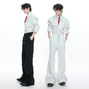 Deconstructed Bootcut Pants in Cotton Blend | Argue - main image 3