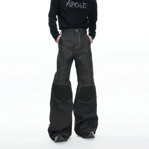 Deconstructed Black Raw Denim Jeans | Straight-Leg - main image 1