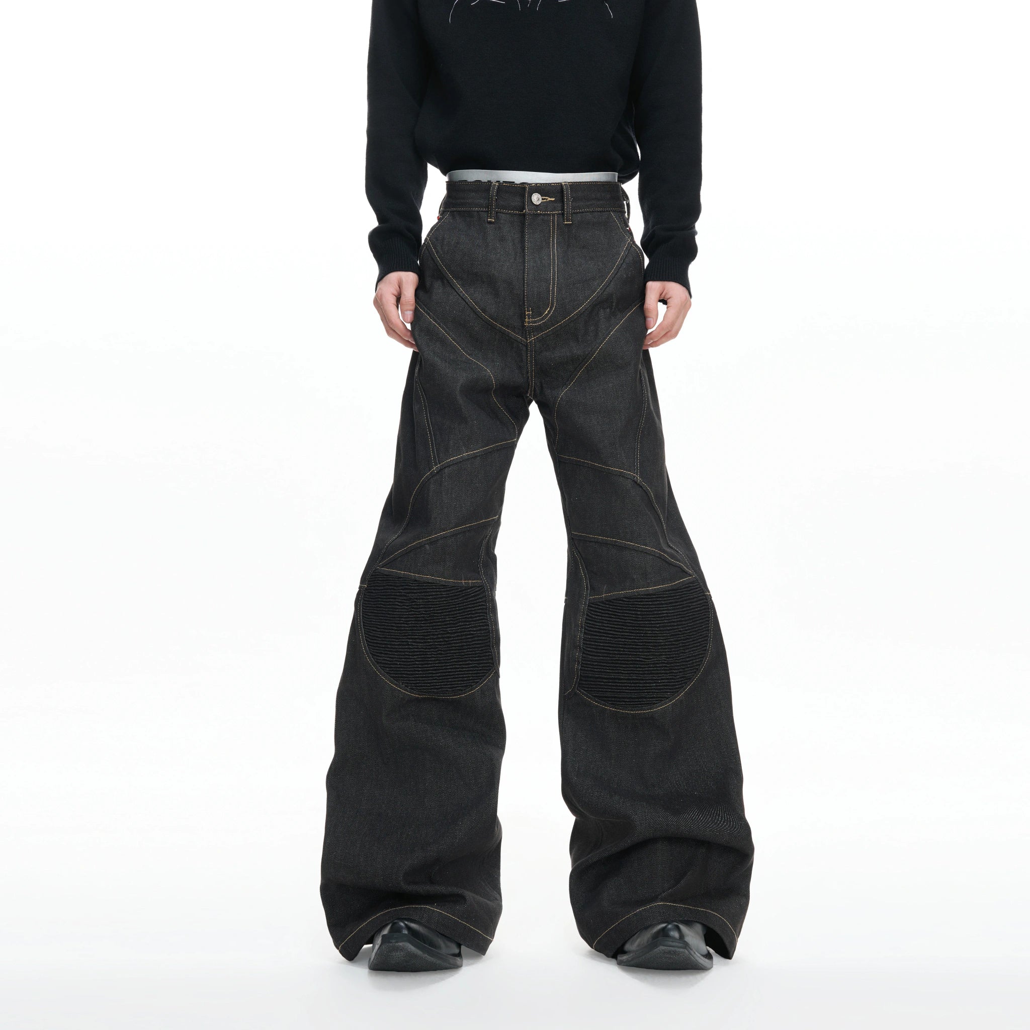 Deconstructed Black Raw Denim Jeans | Straight-Leg - main image 5