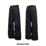Deconstructed Black Raw Denim Jeans | Straight-Leg - Black Pants
