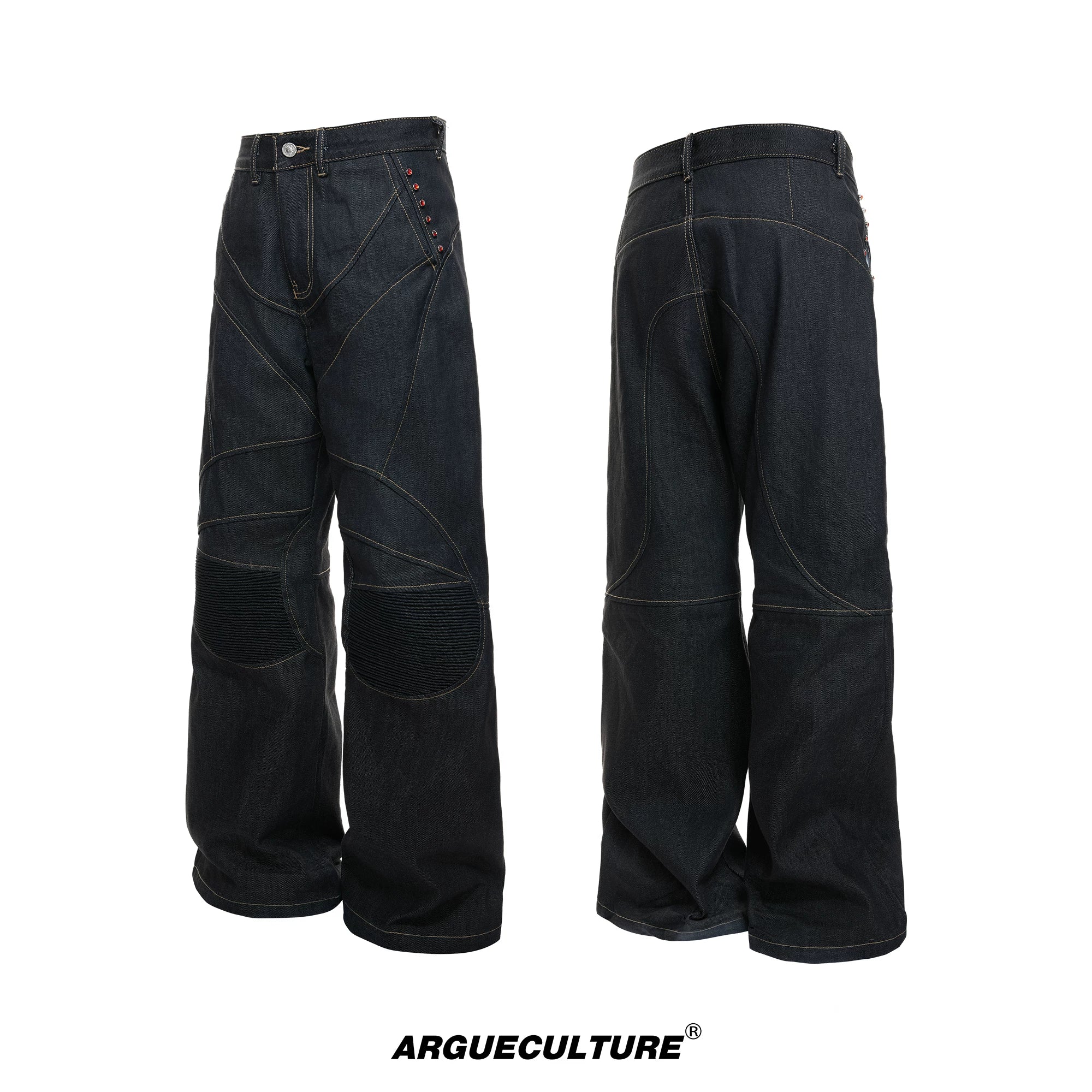 Deconstructed Black Raw Denim Jeans | Straight-Leg - Black Pants