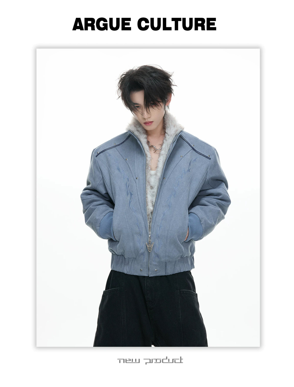 Washed Canvas Cropped Jacket | Fleece-Lined Streetwear - description image 4